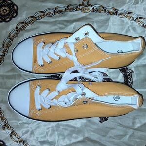 Yellow Canvas Sneakers with White Laces
